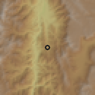 Shaded relief of the 60 km around Ebéjico, drawn from the GMTED2010 grid