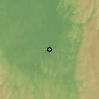 Shaded relief of the 60 km around El Bagre, drawn from the GMTED2010 grid