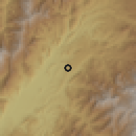 Shaded relief of the 60 km around El Bordo, drawn from the GMTED2010 grid