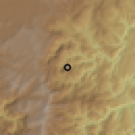 Shaded relief of the 60 km around El Carmen, drawn from the GMTED2010 grid