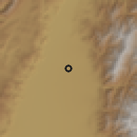Shaded relief of the 60 km around El Cerrito, drawn from the GMTED2010 grid