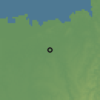 Shaded relief of the 60 km around El Charco, drawn from the GMTED2010 grid