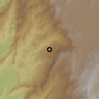 Shaded relief of the 60 km around El Colegio, drawn from the GMTED2010 grid