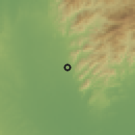 Shaded relief of the 60 km around El Copey, drawn from the GMTED2010 grid