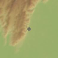 Shaded relief of the 60 km around El Doncello, drawn from the GMTED2010 grid
