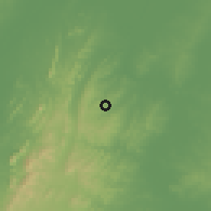 Shaded relief of the 60 km around El Guamo, drawn from the GMTED2010 grid