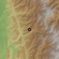 Shaded relief of the 60 km around El Playón, drawn from the GMTED2010 grid