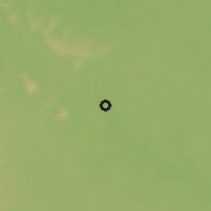 Shaded relief of the 60 km around El Retorno, drawn from the GMTED2010 grid