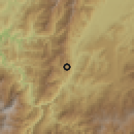 Shaded relief of the 60 km around El Rosario, drawn from the GMTED2010 grid