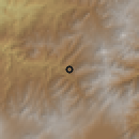 Shaded relief of the 60 km around El Tablón, drawn from the GMTED2010 grid