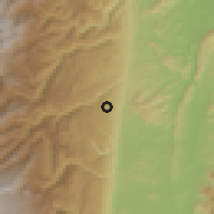 Shaded relief of the 60 km around Falan, drawn from the GMTED2010 grid