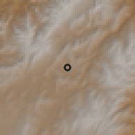 Shaded relief of the 60 km around Floresta, drawn from the GMTED2010 grid