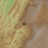 Shaded relief of the 60 km around Florián, drawn from the GMTED2010 grid