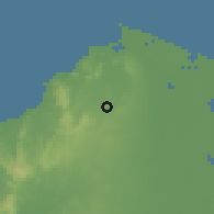 Shaded relief of the 60 km around Galapa, drawn from the GMTED2010 grid