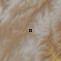 Shaded relief of the 60 km around Gámeza, drawn from the GMTED2010 grid
