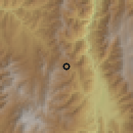 Shaded relief of the 60 km around Giraldo, drawn from the GMTED2010 grid