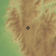 Shaded relief of the 60 km around González, drawn from the GMTED2010 grid