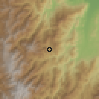 Shaded relief of the 60 km around Gramalote, drawn from the GMTED2010 grid