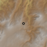 Shaded relief of the 60 km around Guaitarilla, drawn from the GMTED2010 grid