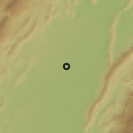 Shaded relief of the 60 km around Guamo, drawn from the GMTED2010 grid