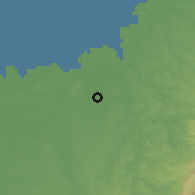 Shaded relief of the 60 km around Guapí, drawn from the GMTED2010 grid