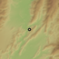 Shaded relief of the 60 km around Guataquí, drawn from the GMTED2010 grid
