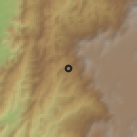 Shaded relief of the 60 km around Anolaima, drawn from the GMTED2010 grid