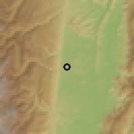 Shaded relief of the 60 km around Guayabal, drawn from the GMTED2010 grid