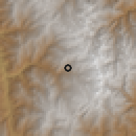 Shaded relief of the 60 km around Güicán, drawn from the GMTED2010 grid