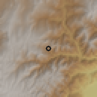 Shaded relief of the 60 km around Gutiérrez, drawn from the GMTED2010 grid