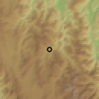 Shaded relief of the 60 km around Hacarí, drawn from the GMTED2010 grid