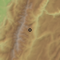 Shaded relief of the 60 km around Hato, drawn from the GMTED2010 grid