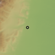 Shaded relief of the 60 km around Hato Corozal, drawn from the GMTED2010 grid