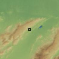 Shaded relief of the 60 km around Hatonuevo, drawn from the GMTED2010 grid