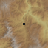 Shaded relief of the 60 km around Hispania, drawn from the GMTED2010 grid