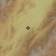 Shaded relief of the 60 km around Hobo, drawn from the GMTED2010 grid