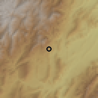 Shaded relief of the 60 km around Íquira, drawn from the GMTED2010 grid