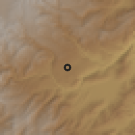 Shaded relief of the 60 km around Isnos, drawn from the GMTED2010 grid