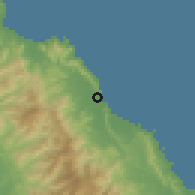 Shaded relief of the 60 km around Acandí, drawn from the GMTED2010 grid