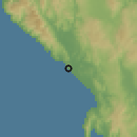Shaded relief of the 60 km around Jurado, drawn from the GMTED2010 grid