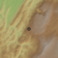 Shaded relief of the 60 km around La Belleza, drawn from the GMTED2010 grid