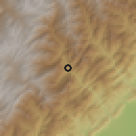 Shaded relief of the 60 km around Labranzagrande, drawn from the GMTED2010 grid