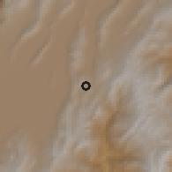 Shaded relief of the 60 km around La Calera, drawn from the GMTED2010 grid