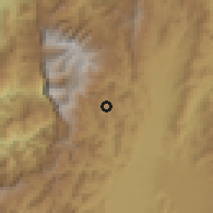 Shaded relief of the 60 km around La Celia, drawn from the GMTED2010 grid