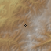 Shaded relief of the 60 km around La Cruz, drawn from the GMTED2010 grid