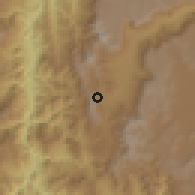 Shaded relief of the 60 km around La Estrella, drawn from the GMTED2010 grid