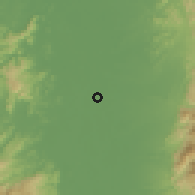 Shaded relief of the 60 km around La Gloria, drawn from the GMTED2010 grid