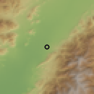 Shaded relief of the 60 km around La Jagua del Pilar, drawn from the GMTED2010 grid