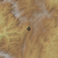 Shaded relief of the 60 km around La Merced, drawn from the GMTED2010 grid