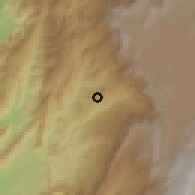 Shaded relief of the 60 km around La Mesa, drawn from the GMTED2010 grid